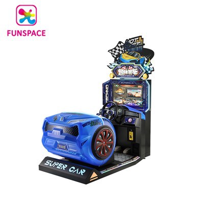 Máquina de juego de carreras de coches Funspace Arcade de 26 pulgadas, color rojo y azul, para niños