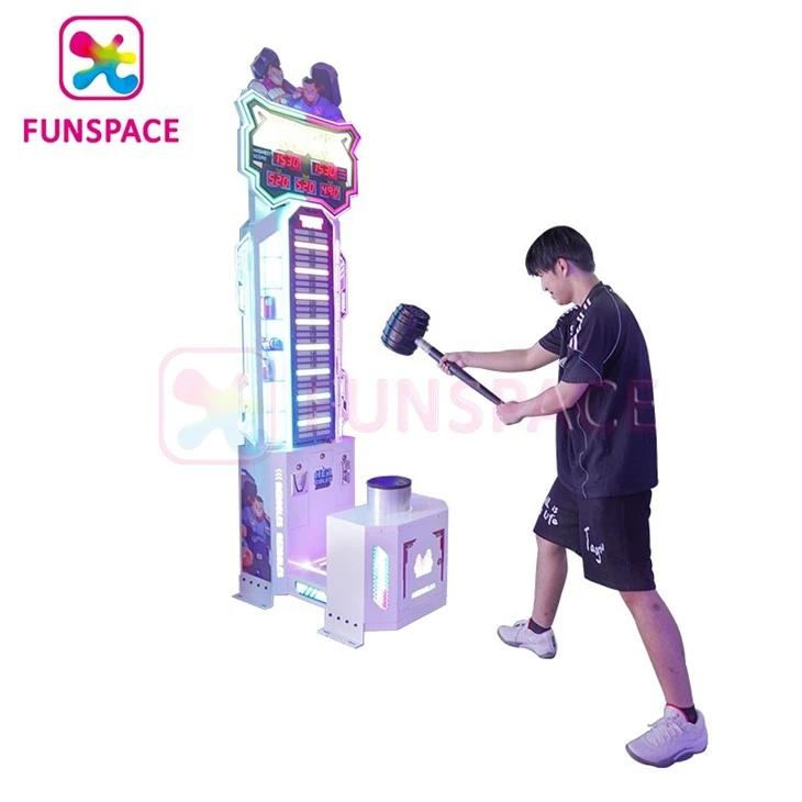 Strong Man Hammer Arcade Game Machine With Drink Bonus